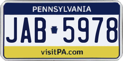 PA license plate JAB5978