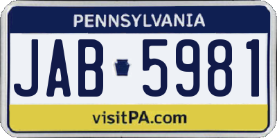 PA license plate JAB5981