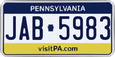PA license plate JAB5983