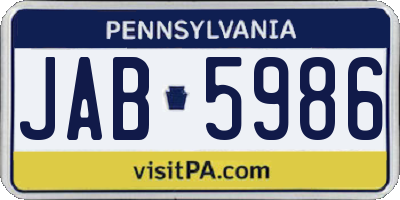 PA license plate JAB5986