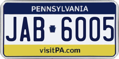 PA license plate JAB6005