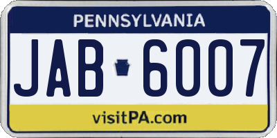 PA license plate JAB6007