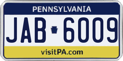 PA license plate JAB6009