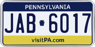 PA license plate JAB6017