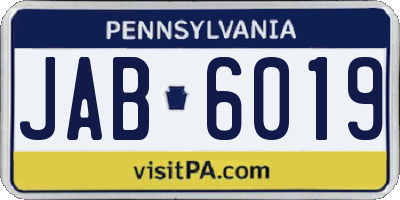 PA license plate JAB6019