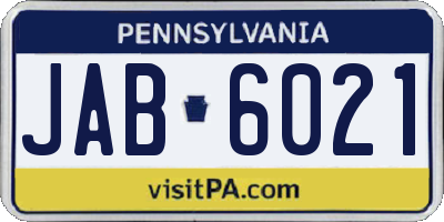 PA license plate JAB6021