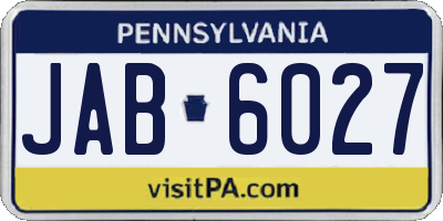 PA license plate JAB6027