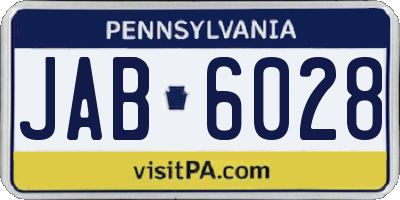 PA license plate JAB6028