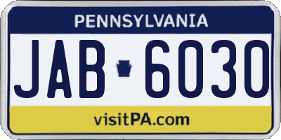 PA license plate JAB6030