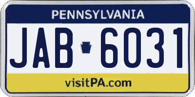 PA license plate JAB6031