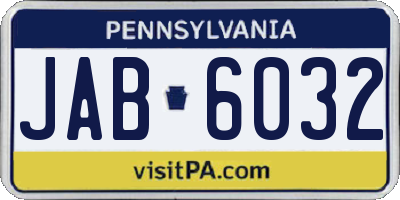 PA license plate JAB6032