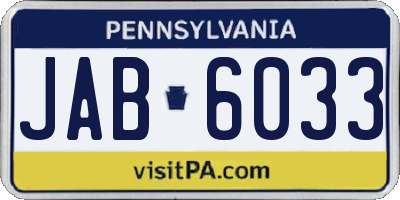 PA license plate JAB6033