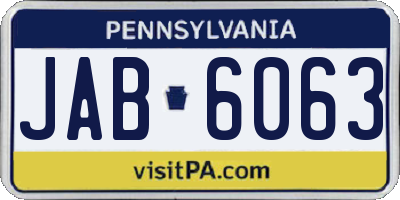 PA license plate JAB6063