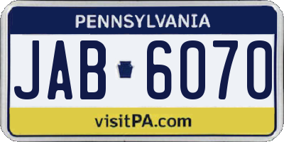 PA license plate JAB6070