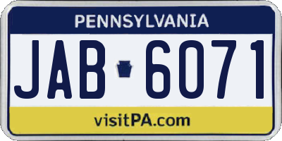 PA license plate JAB6071