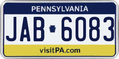 PA license plate JAB6083