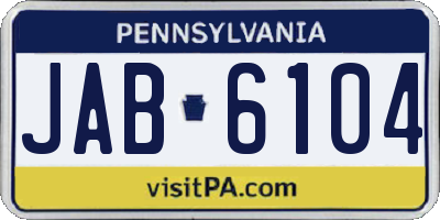 PA license plate JAB6104