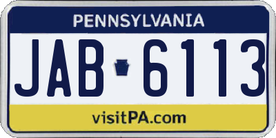 PA license plate JAB6113