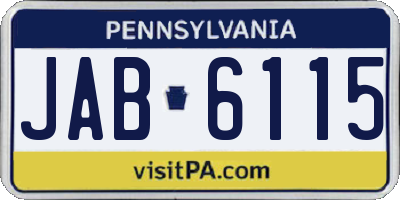 PA license plate JAB6115