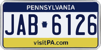 PA license plate JAB6126