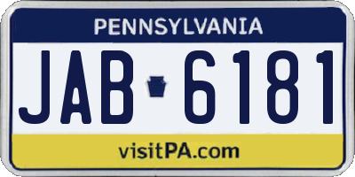 PA license plate JAB6181