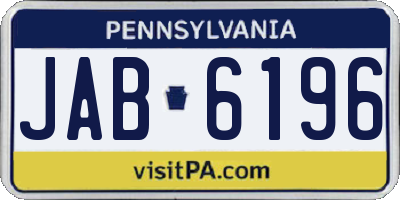 PA license plate JAB6196