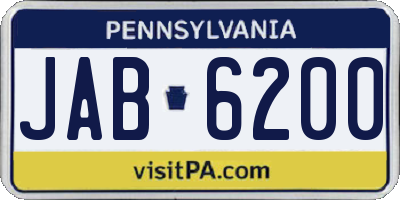 PA license plate JAB6200