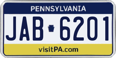 PA license plate JAB6201