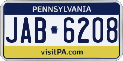 PA license plate JAB6208