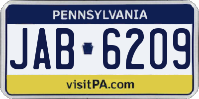 PA license plate JAB6209