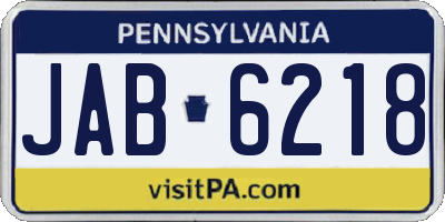 PA license plate JAB6218