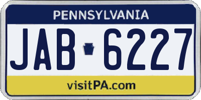 PA license plate JAB6227