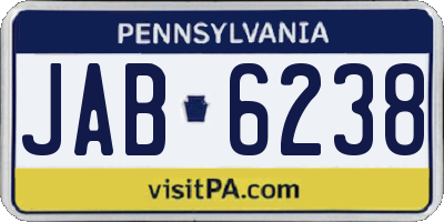 PA license plate JAB6238