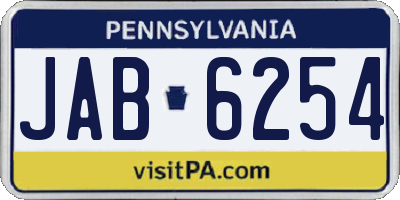 PA license plate JAB6254