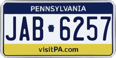 PA license plate JAB6257