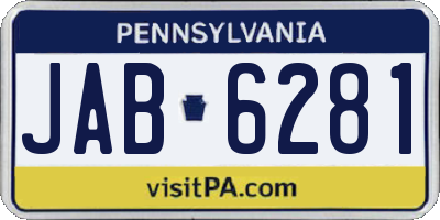 PA license plate JAB6281