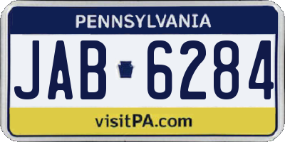 PA license plate JAB6284