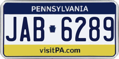 PA license plate JAB6289