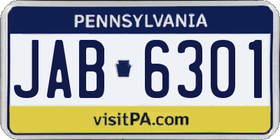 PA license plate JAB6301