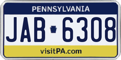 PA license plate JAB6308