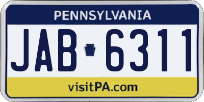 PA license plate JAB6311