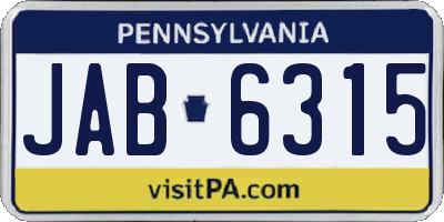 PA license plate JAB6315