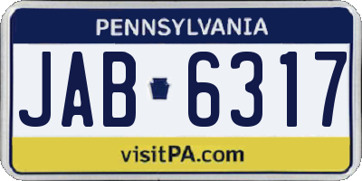 PA license plate JAB6317