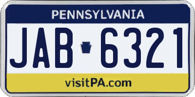 PA license plate JAB6321