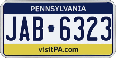 PA license plate JAB6323