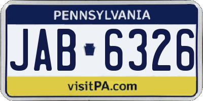 PA license plate JAB6326