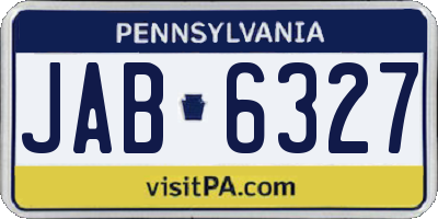 PA license plate JAB6327