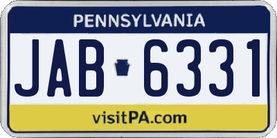 PA license plate JAB6331