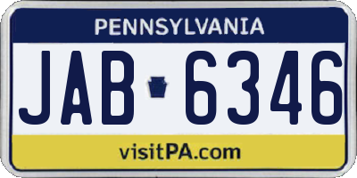 PA license plate JAB6346