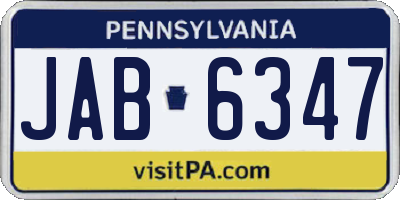 PA license plate JAB6347